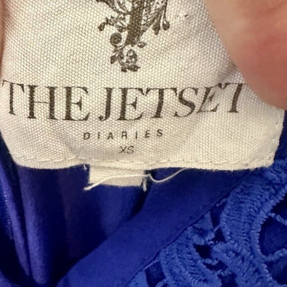 The Jetset Diaries Blue Embroidered Jumpsuit $295 V Neck Sz XS Revolve Maxi - Picture 8 of 10